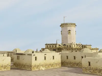 ancient city war valley Low-poly 3D model