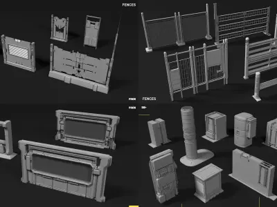 SCI-FI props Collection 3D model