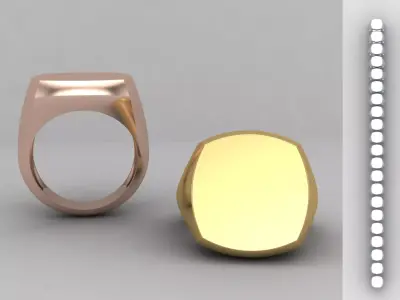 cushion square Signet Ring Base 14 MM top in All sizes 286-MWC 3D print model