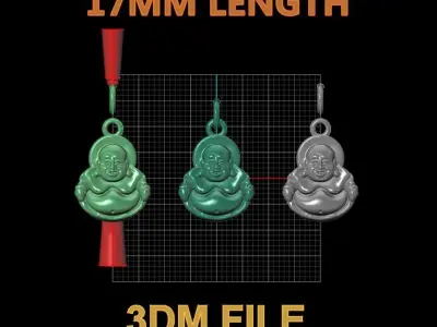 Happy Buddha Pendant 17mm Length  Mid Size 3D print model