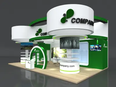 Exhibition Stand Stall 7x12 Height 500 cm 3 Side Open 3D model