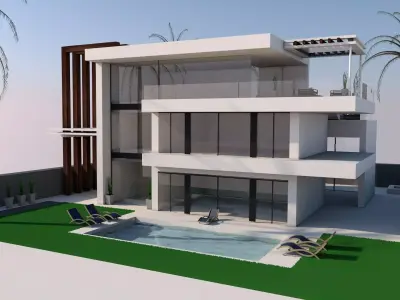 3D model of Modern Villa plus  exterior Low-poly 3D model