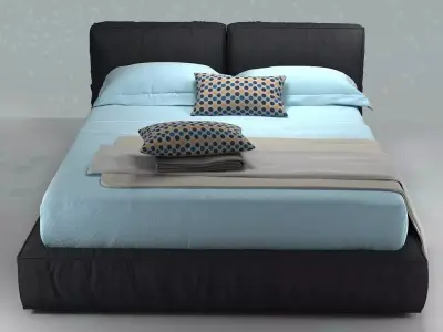 Elena bed with sheets and pillows 3D model