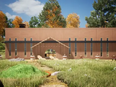 Japanese MainGate Wall- Idle Low Poly Model Low-poly 3D model