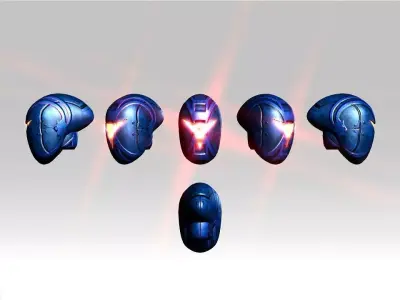 Robot Face Helmet Low-poly 3D model