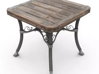 Aged Outdoor Bistro Table 3D Model Low-poly 3D model