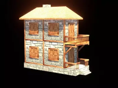 medieval house low poly village town residential house  106 Low-poly 3D model