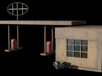 Gas station Free low-poly 3D model