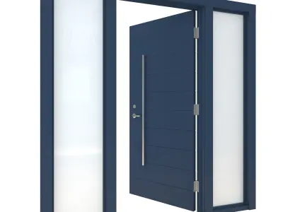 Door-101 modern front door with glass panels 3D model
