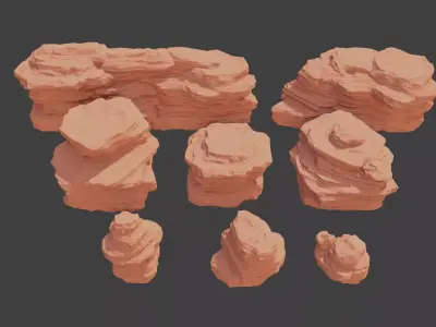 desert rocks Sandstone Low-poly 3D model