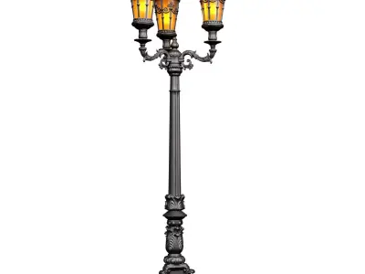 Outdoor classic street lamp light Lantern Lamppost streetlight 3D model