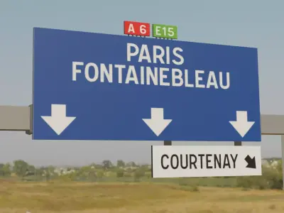 French Highway Billboard 3D Model Low-poly 3D model