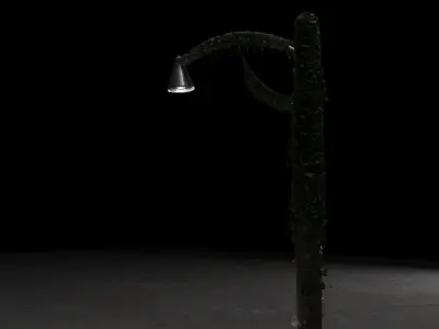 Street Lamp model with Leaves and Roots 3D model