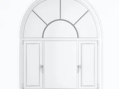 A set of arched plastic Windows Low-poly 3D model
