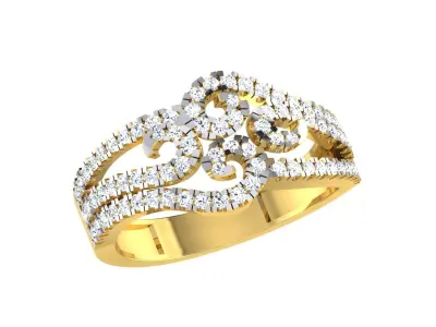 Light Weight Yellow Gold Diamond Ring  -EZ R-169 3D print model