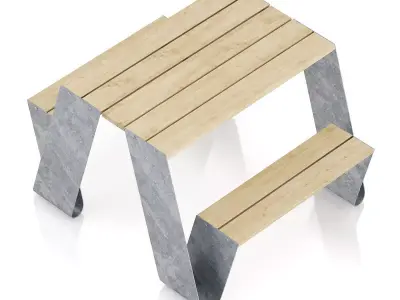 Metal Table-Bench 3D model
