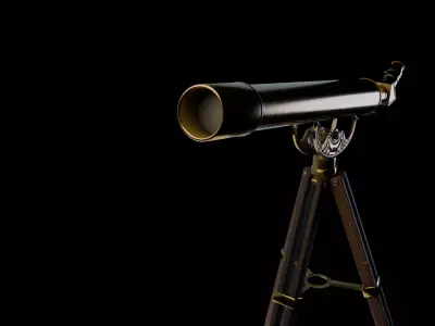 Vintage Telescope Low-poly 3D model