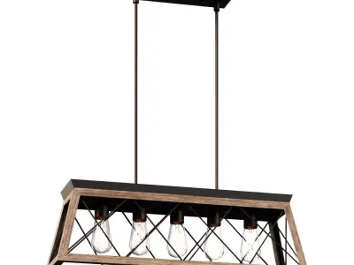 retro chandelier with 5 light bulbs JF2068-P5 3D model