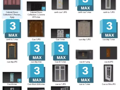 wooden door collection Low-poly 3D model