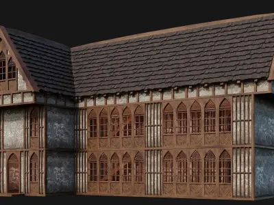Old Medieval House Building 4K Textures GameReady 192 Low-poly 3D model