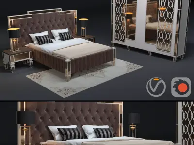 BED MODEL 3 bedroom set 3D model