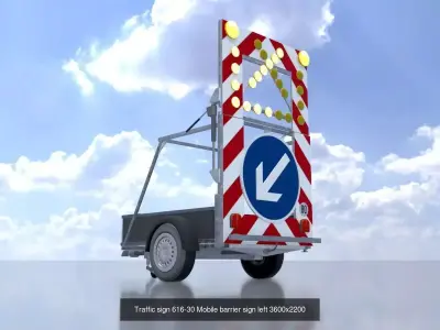 Traffic signs 615 - 616 Mobile barriers 3D Model Pack