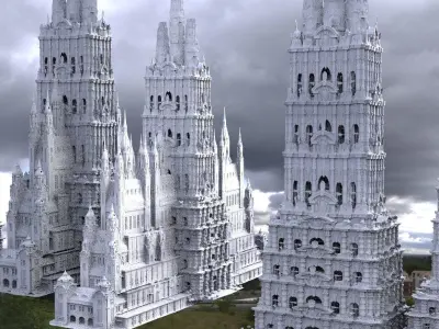 Fantasy architecture Mayan Temple Ornate collection Kit bash  3D model