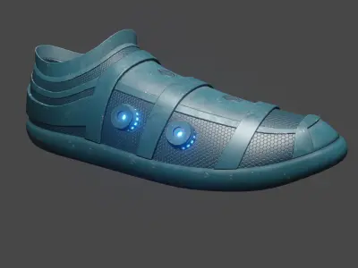 sci-fi cyberpunk running shoes pack Low-poly 3D model