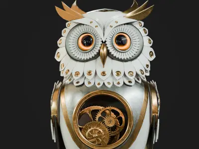 Steampunk Owl Automaton Low-poly 3D model