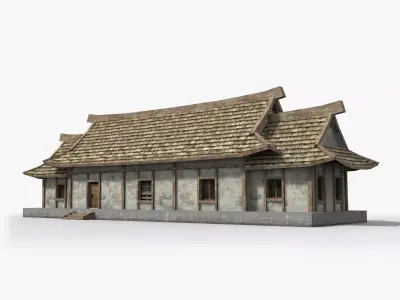 Ancient house x8 Low-poly 3D model