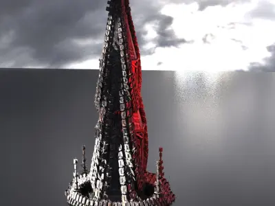 Horror Dark SpineTowers Town Kitbash 2 3D model