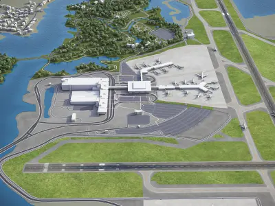 Norfolk International Airport - ORF Low-poly 3D model