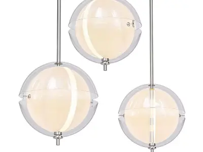 AFFSEN three sphere pendant lights in chrome and glass 3D model