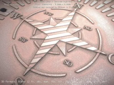 Rusty Sewer Cover 4 Textured High-Poly Version 3D model