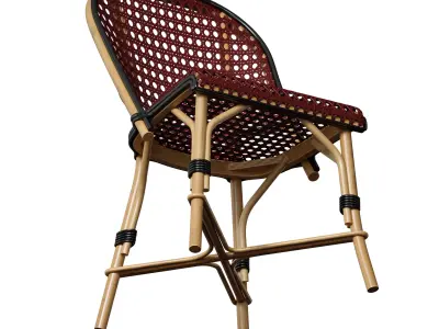 Garden Wooden Wicker Rattan Chair 3D model