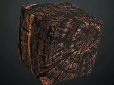 Charred Burnt Wood Bark PBR Seamless Texture