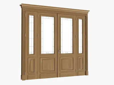 Door classic with glass quad 01 3D model