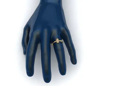 AR-LRZ-0019 oval diamond ring gold 3D print model