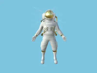 Astronaut Outfit 07 - White Gold - Character Design Fashion Low-poly 3D model