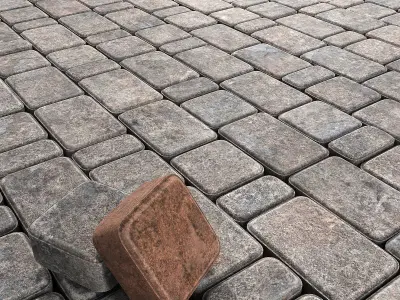 Paving stone red and gray 3D model