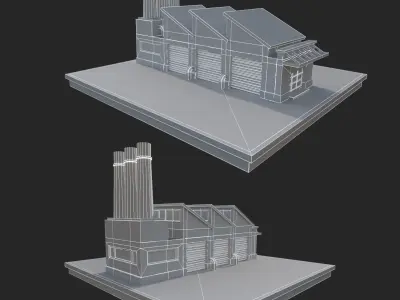 Cartoon Industrial Factory Low-poly 3D model Low-poly 3D model