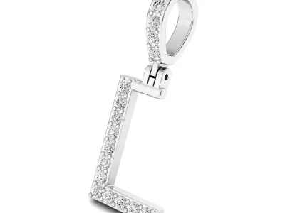 Alphabet L-letter single row pendant 3D print model