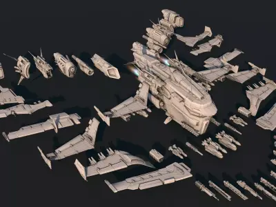 Spaceship 03 Modular Pack Low-poly 3D model