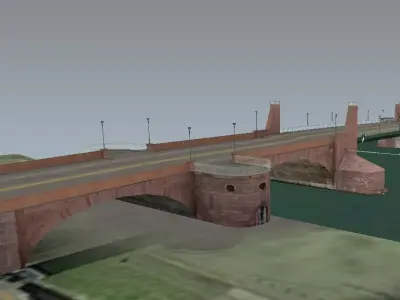 Lowpoly old european brick bridge Low-poly 3D model