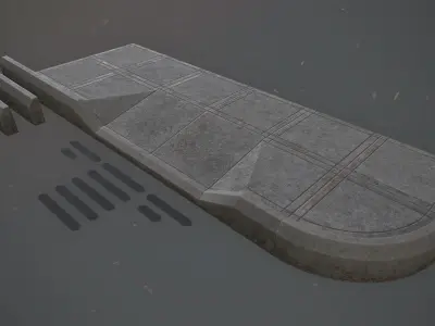 Sidewalk - Modular Set 3 Color Option Low-poly 3D model