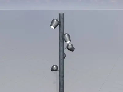 LED light column with 5 lights made of galvanised metal Low-poly 3D model