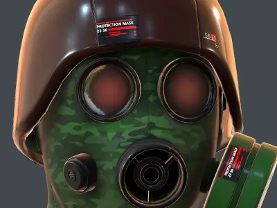 Gas mask helmet 3d model scifi Low-poly  Low-poly 3D model 211