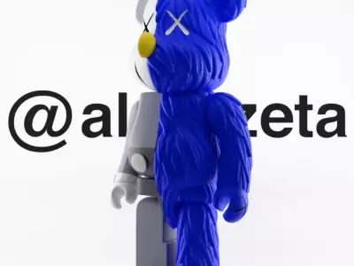 Kaws Companion BFF BearBrick Split Edition Textured 3D model