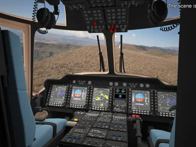  Military Transport Helicopter Desert Tan with Interior Rigged 