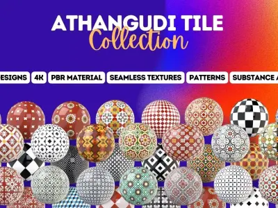 130 PBR Materials and substance asset of Athangudi Tile Texture